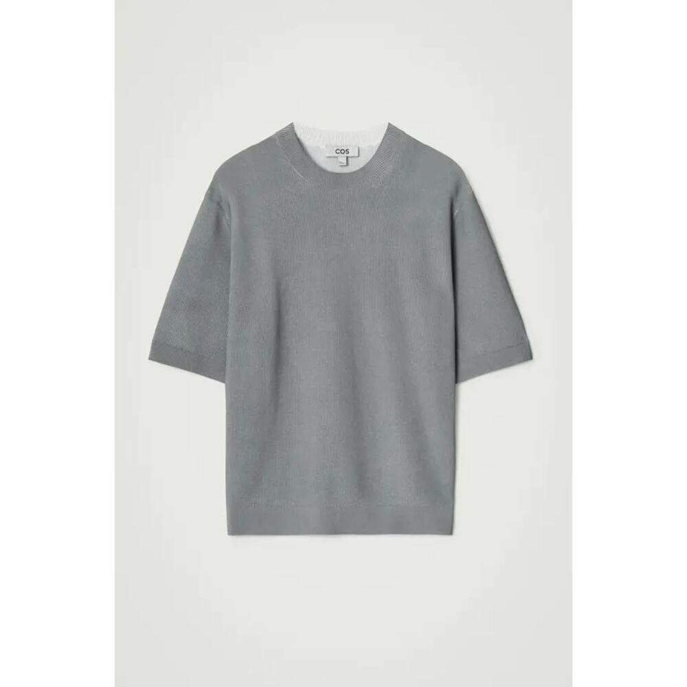 COS Relaxed Printed Knitted T-Shirt Gray Men's XL